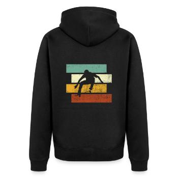 Skating Retro - Unisex Premium Bio Zip Hoodie - Schwarz - Hinten - Nico (187cm)