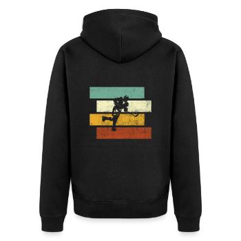 Eishockey Retro - Unisex Premium Bio Zip Hoodie - Schwarz - Hinten - Nico (187cm)