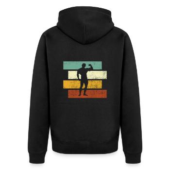 Body building Retro - Unisex Premium Organic Zip Hoodie - black - Back - Nico (187cm)