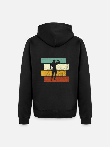 Body building Retro - Unisex Premium Organic Zip Hoodie - black