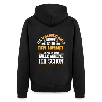 Gebäudereiniger arbeiten in Hölle Fensterputzer - Unisex Premium Bio Zip Hoodie - Schwarz - Hinten - Nico (187cm)
