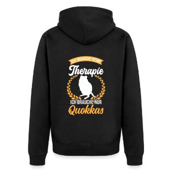 Brauche nur Quokka Australien Beuteltier - Unisex Premium Bio Zip Hoodie - Schwarz - Hinten - Nico (187cm)