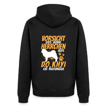 Vorsicht vor dem Do Khyi Tibetmastiff Tibetdogge - Unisex Premium Bio Zip Hoodie - Schwarz - Hinten - Nico (187cm)