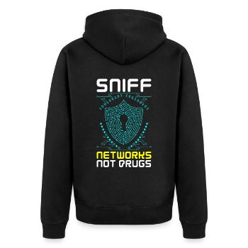 Cybersecurity, Hacking, IT - Unisex Premium Organic Zip Hoodie - black - Back - Nico (187cm)