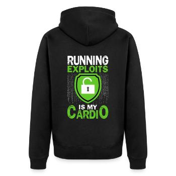 Cybersicherheit Hacking IT - Unisex Premium Bio Zip Hoodie - Schwarz - Hinten - Nico (187cm)