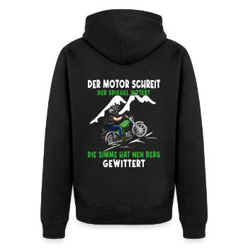 Lustiger Spruch Simsonfahrer S50 S51 Simme Moped - Unisex Premium Bio Zip Hoodie - Schwarz - Hinten - Nico (187cm)