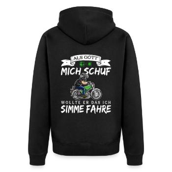Lustiger Spruch Simsonfahrer S50 S51 Simme Moped - Unisex Premium Bio Zip Hoodie - Schwarz - Hinten - Nico (187cm)