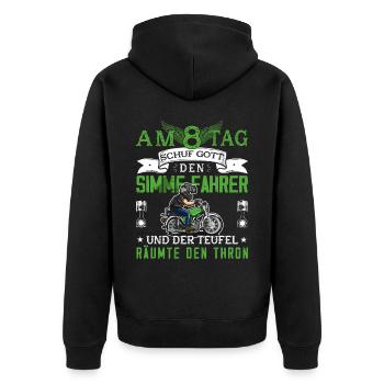 Lustiger Spruch Simsonfahrer S50 S51 Simme Moped - Unisex Premium Bio Zip Hoodie - Schwarz - Hinten - Nico (187cm)