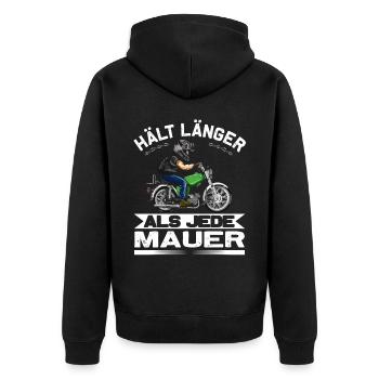 Lustiger Spruch Simsonfahrer S50 S51 Simme Moped - Unisex Premium Bio Zip Hoodie - Schwarz - Hinten - Nico (187cm)