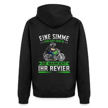 Lustiger Spruch Simsonfahrer S50 S51 Simme Moped - Unisex Premium Bio Zip Hoodie - Schwarz - Hinten - Nico (187cm)