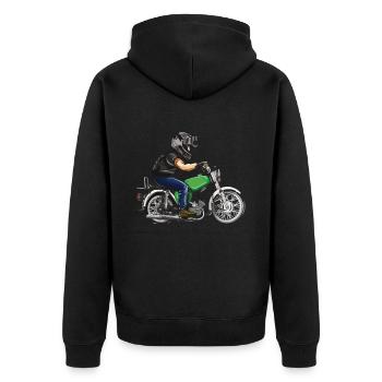 Simsonfahrer S50 S51 Simme Moped - Unisex Premium Bio Zip Hoodie - Schwarz - Hinten - Nico (187cm)