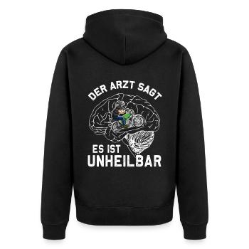 Lustiger Spruch Simsonfahrer S50 S51 Simme Moped - Unisex Premium Bio Zip Hoodie - Schwarz - Hinten - Nico (187cm)
