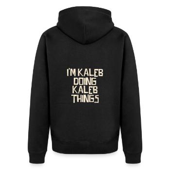 Je suis Kaleb en train de faire des choses Kaleb - Veste à capuche bio Premium Unisexe - noir - Dos - Nico (187cm)