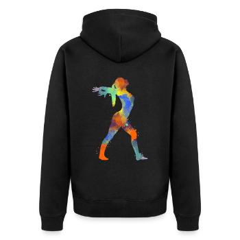 Gymnastik - Unisex Premium Bio Zip Hoodie - Schwarz - Hinten - Nico (187cm)