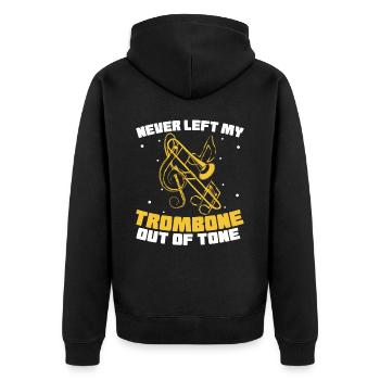 Spielmannszug Posaune Lustig - Unisex Premium Bio Zip Hoodie - Schwarz - Hinten - Nico (187cm)