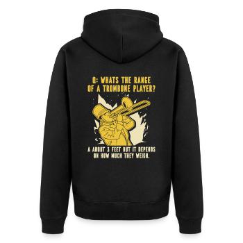 Spielmannszug Posaune Lustig - Unisex Premium Bio Zip Hoodie - Schwarz - Hinten - Nico (187cm)