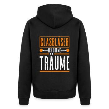 Glasbläser - Ich Forme Träume - Glasbläserei - Unisex Premium Bio Zip Hoodie - Schwarz - Hinten - Nico (187cm)