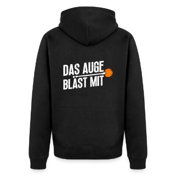 Das Auge Bläst Mit - Glasbläser Glasbläserei - Unisex Premium Bio Zip Hoodie - Schwarz - Hinten - Nico (187cm)