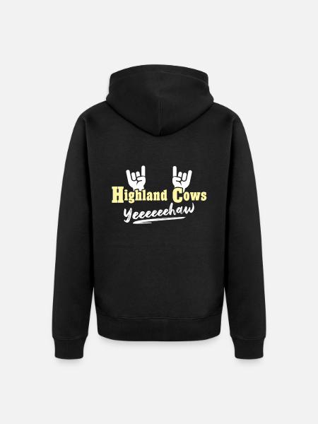 Highland Cattle Cow - Unisex Premium Organic Zip Hoodie - black