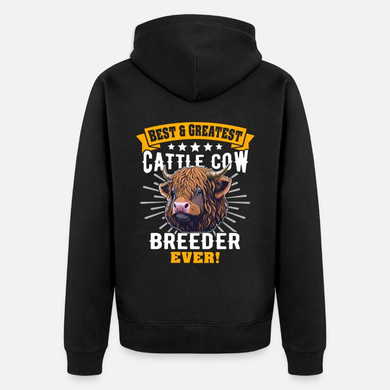 Vache bovine des Highlands - Veste à capuche bio Premium Unisexe - noir