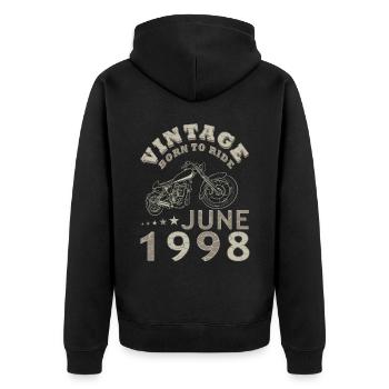 Biker Motorrad Juni 1998 25 Jahre Spruch - Unisex Premium Organic Zip Hoodie - black - Back - Nico (187cm)