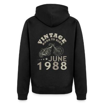 Biker Motorrad Juni 1988 35 Jahre Spruch - Unisex Premium Organic Zip Hoodie - black - Back - Nico (187cm)