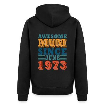Maman Juin 1973 Millésime - Veste à capuche bio Premium Unisexe - noir - Dos - Nico (187cm)