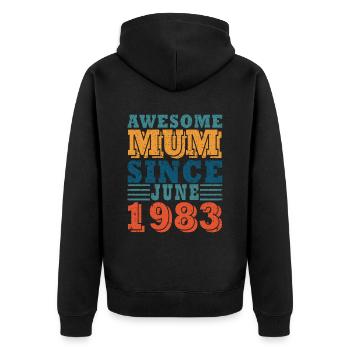 Maman Juin 1983 Millésime - Veste à capuche bio Premium Unisexe - noir - Dos - Nico (187cm)