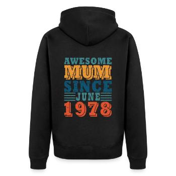 Mère Juin 1978 Naissance - Veste à capuche bio Premium Unisexe - noir - Dos - Nico (187cm)