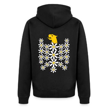 Gänseblümchen Bundesadler aus Blüten - Unisex Premium Bio Zip Hoodie - Schwarz - Hinten - Nico (187cm)