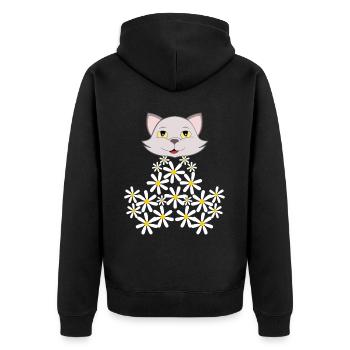 Chat marguerite de fleurs - Veste à capuche bio Premium Unisexe - noir - Dos - Nico (187cm)