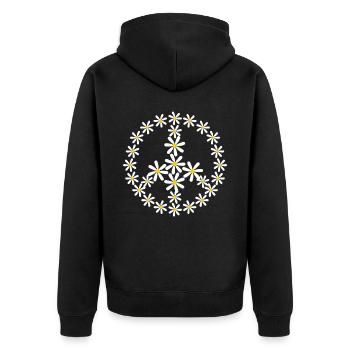Frieden Friedenszeichen Pazifismus - Unisex Premium Bio Zip Hoodie - Schwarz - Hinten - Nico (187cm)