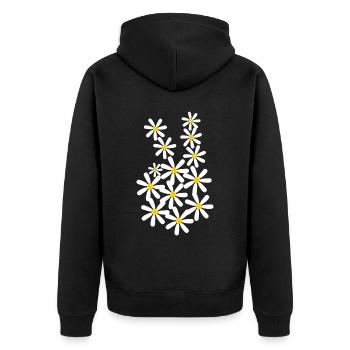 Friedenszeichen Pazifismus Frieden - Unisex Premium Bio Zip Hoodie - Schwarz - Hinten - Nico (187cm)