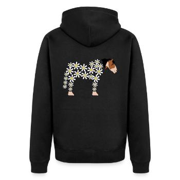 Horse made of daisy horses - Unisex Premium Organic Zip Hoodie - black - Back - Nico (187cm)