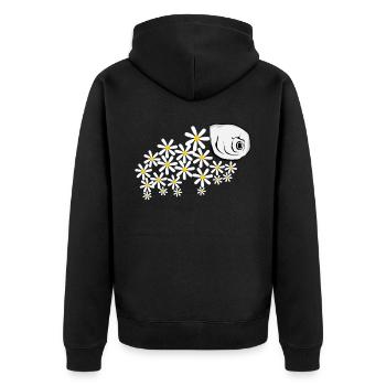 Bärtierchen Tardigrade Blüten - Unisex Premium Bio Zip Hoodie - Schwarz - Hinten - Nico (187cm)