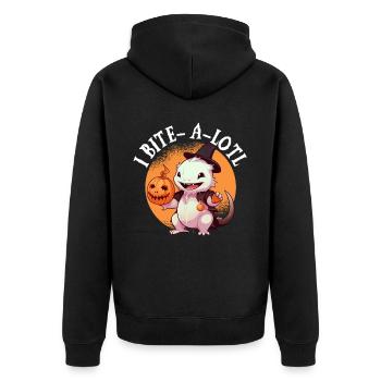 Axolotl Halloween Trick Or Treat Amphibian Axolotl - Unisex Premium Organic Zip Hoodie - black - Back - Nico (187cm)