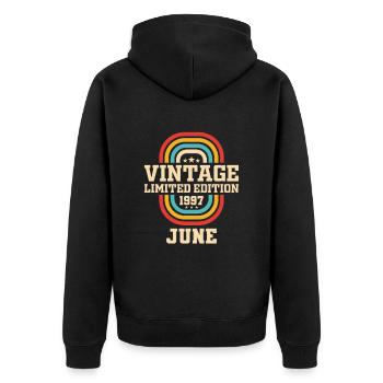 26. Geburtstag Juni Jahrgang 1997 Vintage - Unisex Premium Bio Zip Hoodie - Schwarz - Hinten - Nico (187cm)