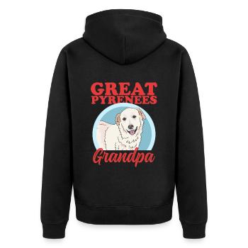 Grand-père de chien de montagne des Pyrénées | Cadeau du propriétaire de chien - Veste à capuche bio Premium Unisexe - noir - Dos - Nico (187cm)
