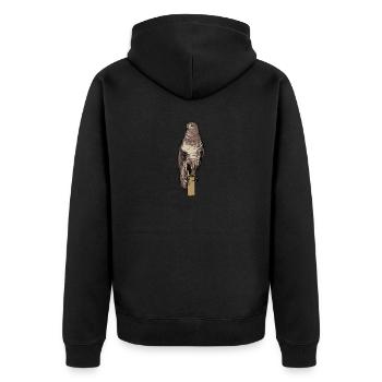 Mäusebussard I Greifvogel Bussard Motiv für - Unisex Premium Bio Zip Hoodie - Schwarz - Hinten - Nico (187cm)