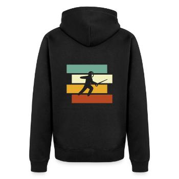 Fechten Retro - Unisex Premium Bio Zip Hoodie - Schwarz - Hinten - Nico (187cm)