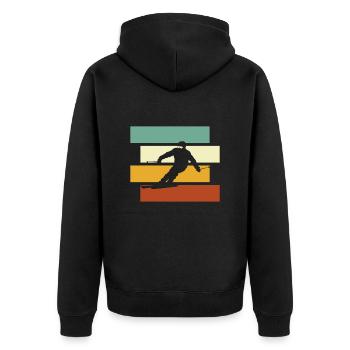 Ski Retro - Unisex Premium Bio Zip Hoodie - Schwarz - Hinten - Nico (187cm)