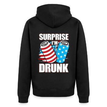 Surprise je suis ivre - Veste à capuche bio Premium Unisexe - noir - Dos - Nico (187cm)