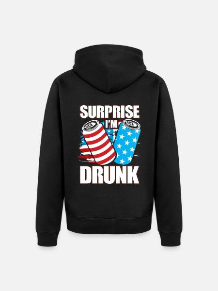 Surprise I'm drunk - Unisex Premium Bio Zip Hoodie - Schwarz