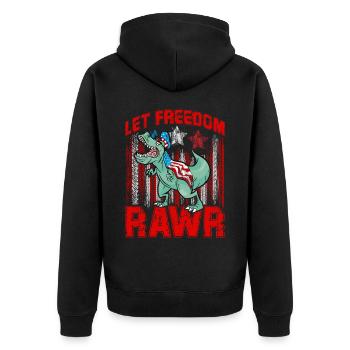 Let Freedom Rawr - Unisex Premium Organic Zip Hoodie - black - Back - Nico (187cm)