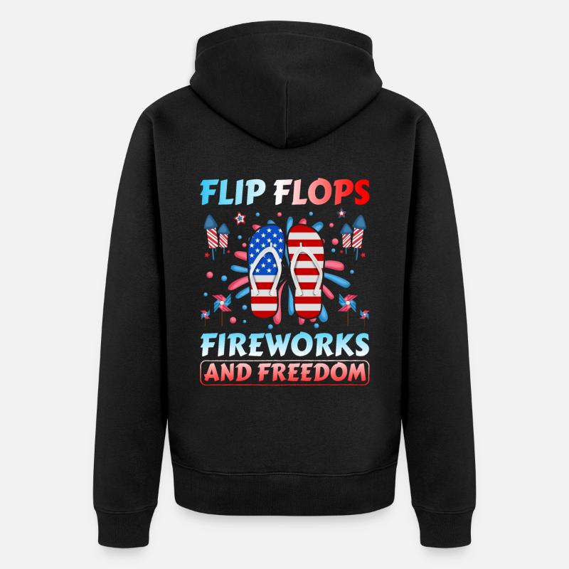 Bascules Feux d’artifice et liberté - Veste à capuche bio Premium Unisexe - noir