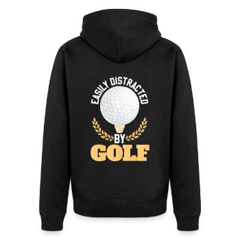 Facilement distrait par le golf - Veste à capuche bio Premium Unisexe - noir - Dos - Nico (187cm)