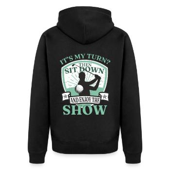Lustiger Golf-Humor Golfspieler - Unisex Premium Bio Zip Hoodie - Schwarz - Hinten - Nico (187cm)
