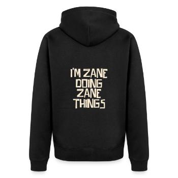 I'm Zane doing Zane things - Unisex Premium Bio Zip Hoodie - Schwarz - Hinten - Nico (187cm)