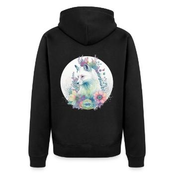 Fleur de renard arctique mignonne Animaux de la couronne amoureux - Veste à capuche bio Premium Unisexe - noir - Dos - Nico (187cm)