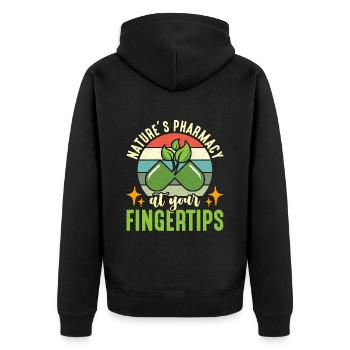 Herbalism Nature's Pharmacy At Your Medicinal Herb - Unisex Premium Bio Zip Hoodie - Schwarz - Hinten - Nico (187cm)